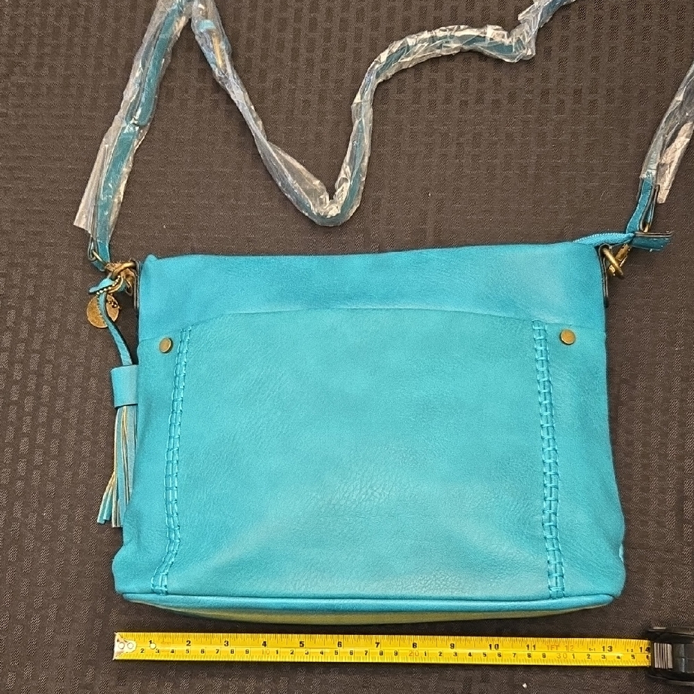 Teal Crossbody Bag with Gold Accents